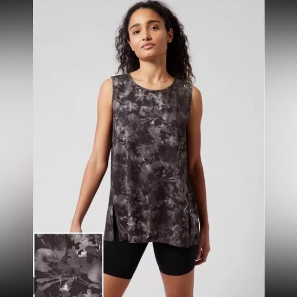 Athleta Tops - Athleta Tank Top Floral Boat Neck Refined Zephyr Stretch Sleeveless Sz 1X